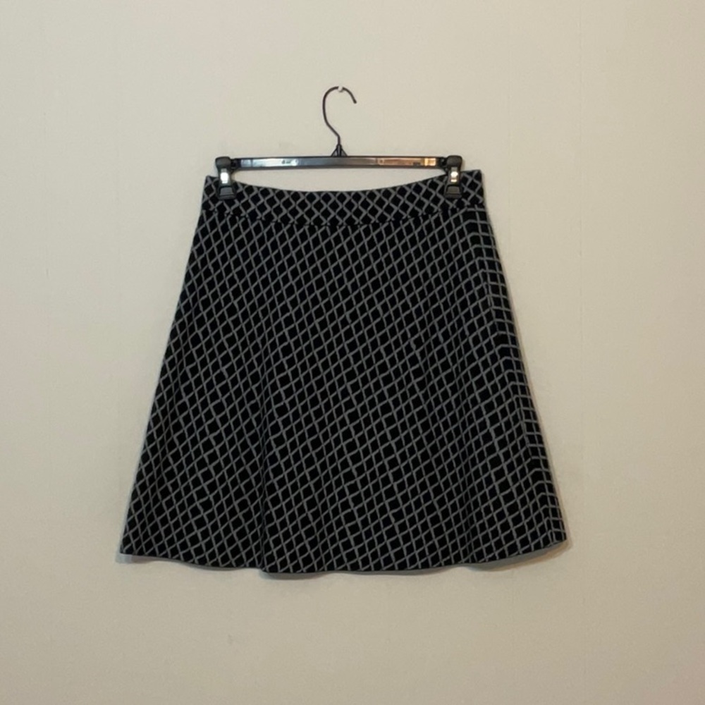 Saks Fifth Avenue Black and Gray Diamond A-Line Skirt